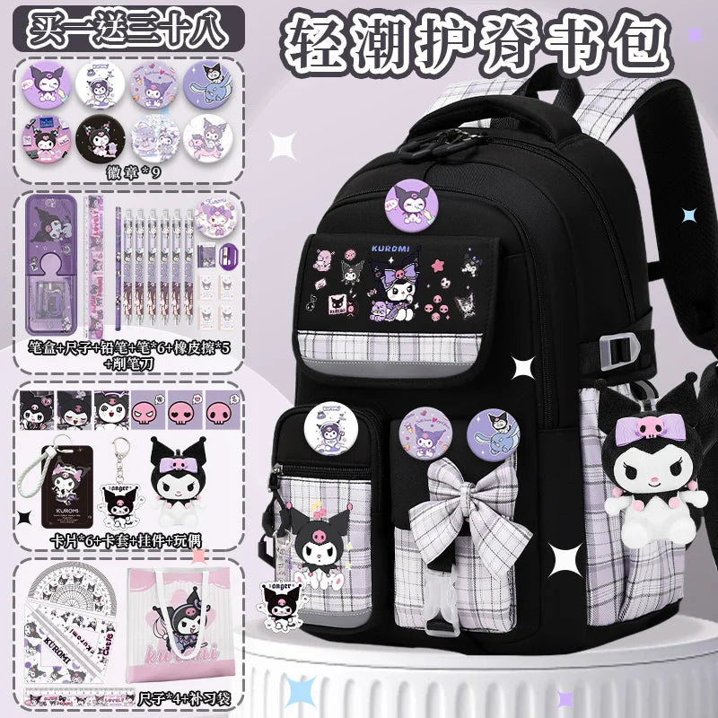 Kids Cute Cinnamon Dog Cartoon Polyester Backpacks /Air Cushion Belt /Reflective Stripe /Nylon/Built-In Compartment/Straps/Handles/Colors-Pink/Purple/Black/Blue/Animal