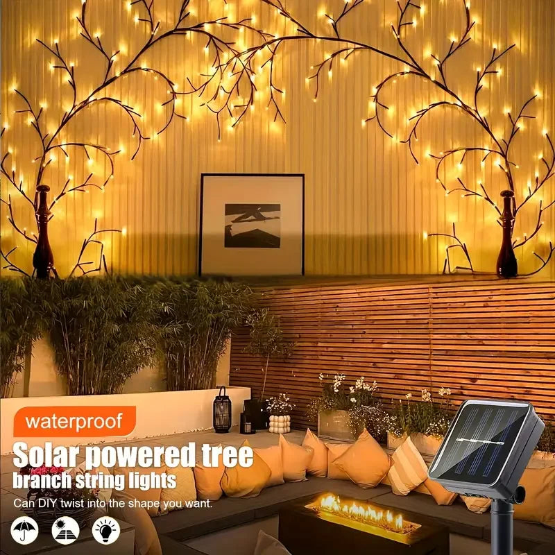 No-EN-Name-Null Indoor-Outdoor Water-Resistant Light Sensor Solar-Powered Plastic Rattan Tree Vine Branch Intelligent Optical Lightning Protection 8 Modes Warm White 72 LED Wall-Mounted Landscape Pathway Lighting /Colors-White/Black/Yellow/Brown