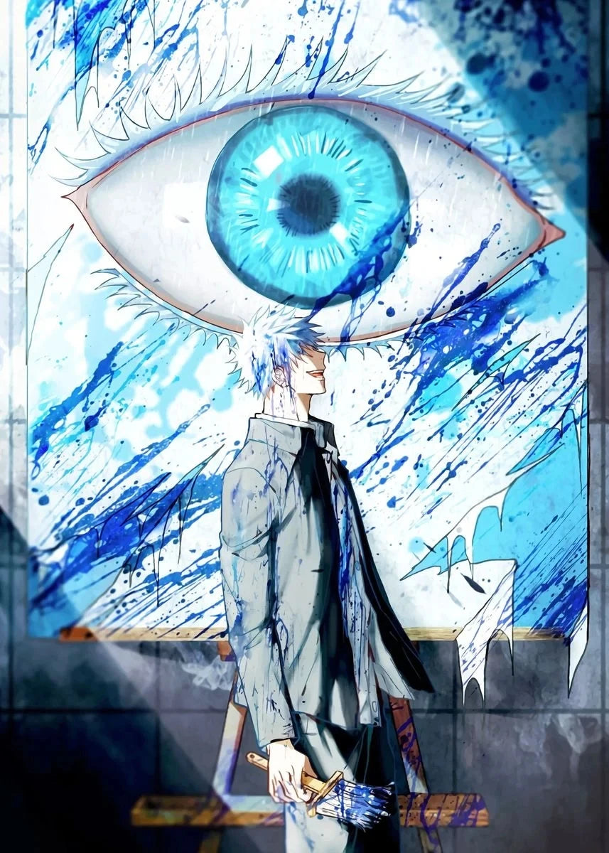 NULL Unframed Canvas Medium Watercolor Japanese Anime Jujutsu Kaisen Prints /Colors-Blue/Black/Multicolor/Purple/White/Red