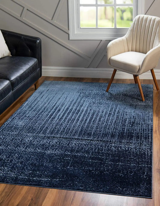 Jennifer Del Mar Collection Area Rug/ Sizes :9' X 12' Rectangle/Colors- Blue/ Navy Blue)