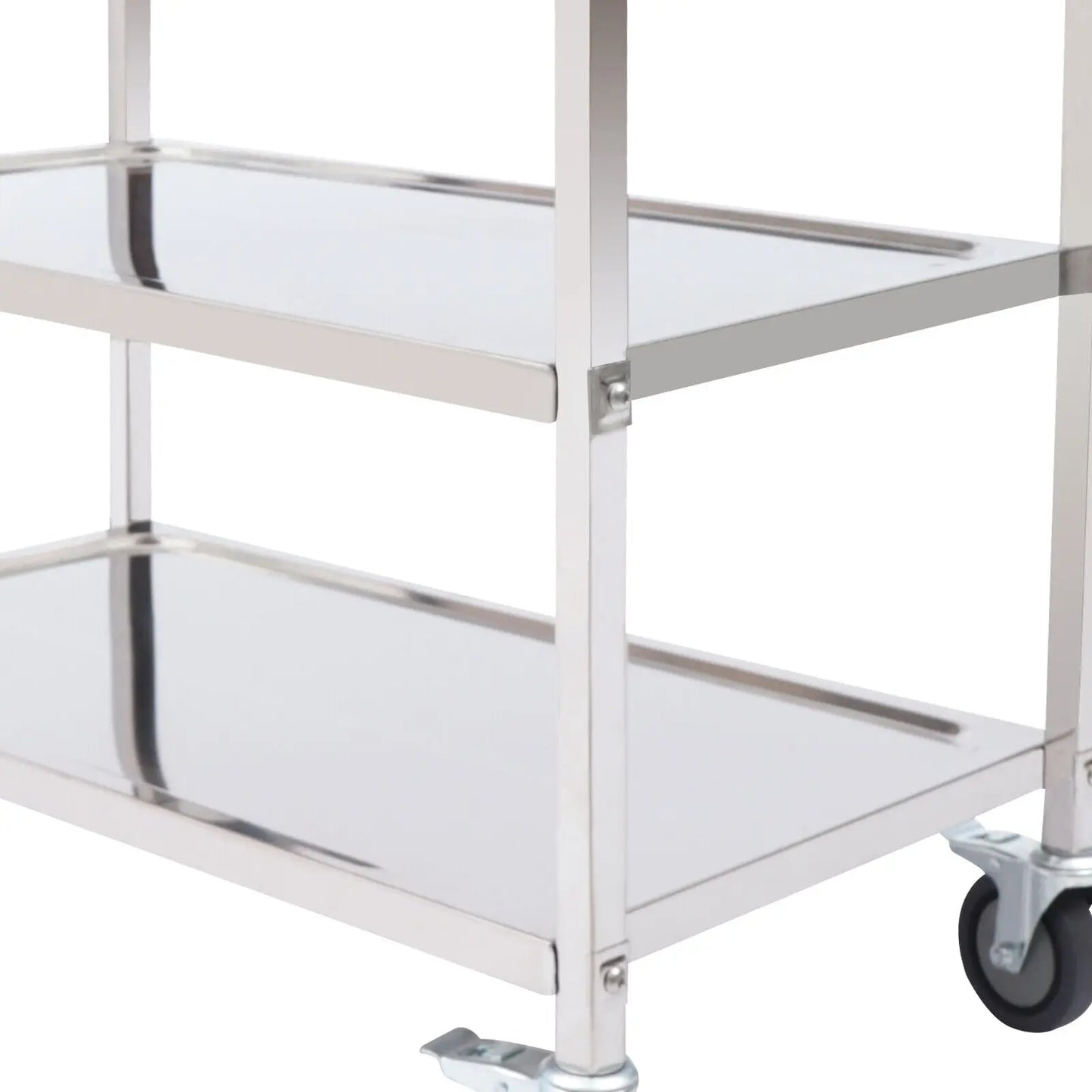 NULL 3 Tiers Stainless Steel Silver Metal Four Wheels Kitchen Carts/ 29.53x15.75 inches/ Load Capacity  20kg/44.09lbs Per Shift