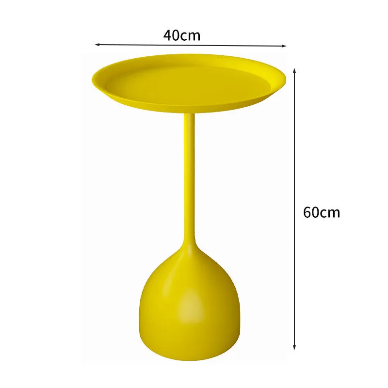 No-EN-Name-Null Modern Small Round Top-Wrought Iron Metal Base Mobile Coffee Tables/Colors-White/Light Brown/Yellow/Orange/Black/Royal Blue/Dark Blue/Size: 62 x 42 x 35cm