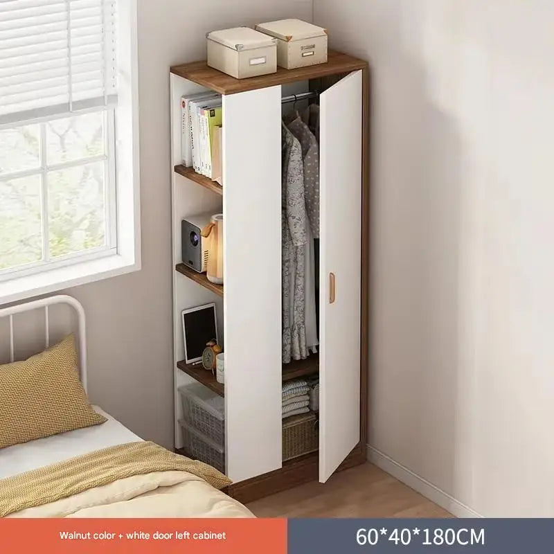 DUTRIEUX Modern White-Brown Two Flat Sliding Doors Clothes Bedroom Wardrobes