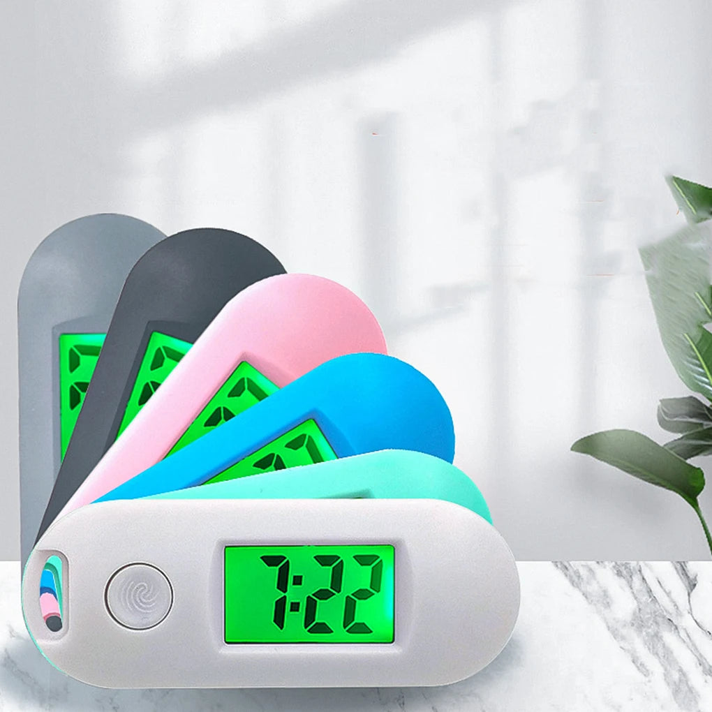 No-EN-Name-Null Adults Mini Compact Curved Edges Long Rectangle Pink Plastic Shaped Luminous Digital Display Keychain Electronic Pocket Watches/Colors-Grey/Blue/Pink/Black/Green/White
