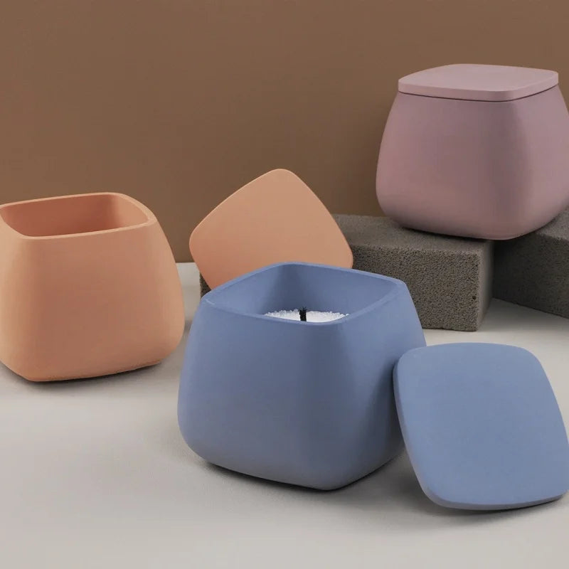 SILIKE LUFEI Small Square Shaped Candle Cup-Lid Silicone DIY Milky White Craft Molds