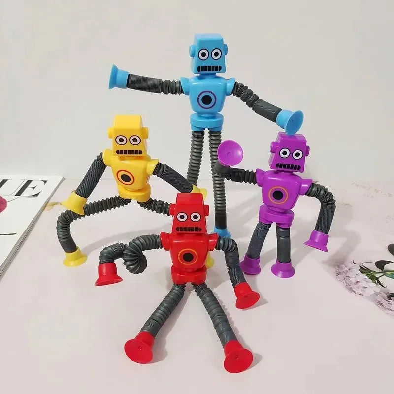 SMHXIANGQIANJIN Kids Multicolor Plastic Telescopic Funny Robot Suction Cup Hands-Feet Expendable Arms-Legs Anxiety-Stress Relief Robotic Toys/Ages: 3-12  Years Old /Colors-Red/Blue/Purple/Yellow/Multicolor