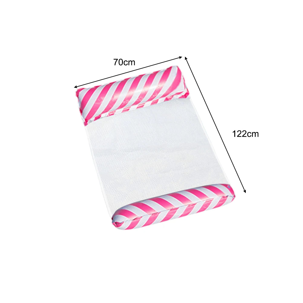 SHUNMAII Inflatable Floating Striped Blue-Green-White Foldable Clear Nylon Net Pool Chair Loungers Rafts
