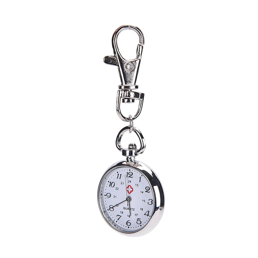 No-EN-Name-Null Quartz Silver Digital Display Metal Fob Keychain Round Pocket Watches