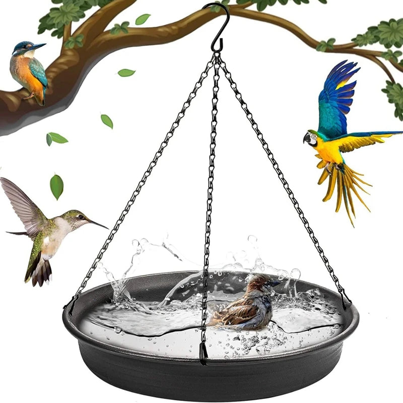 No-EN-Name-Null Outdoor Garden Hanging Black Metal Chains Round Gray Plastic Water Bowl Bird Feeders/Colors-Orange/Black/Gray/Beige/Brown