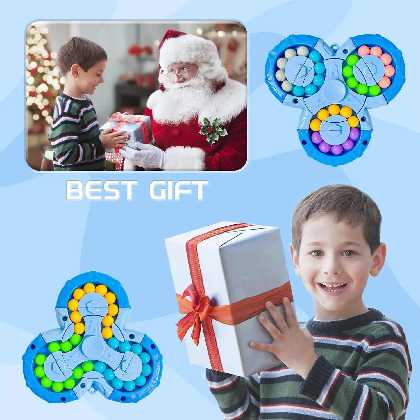 No-EN-Name-Null Teens-Adults Non-Toxic Multicolor Plastic Triangle Shaped Fidget Speed Spinner Six-Sided Rotating Magical Beans Inside Handheld Fingertip Puzzle Early Education Activity Toys/Colors-Blue/Orange/Pink/Multicolor/Ages: 13-18 Years Old-Adults