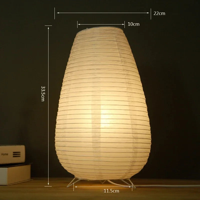 LYFS Japan Iron Metal Body Warm White LED Lights White Round Ball-Teardrop Shaped Wabi-Sabi Rice Paper Table Lamps/Bulbs Included/Plug Type-EU Plug/US Power Plug