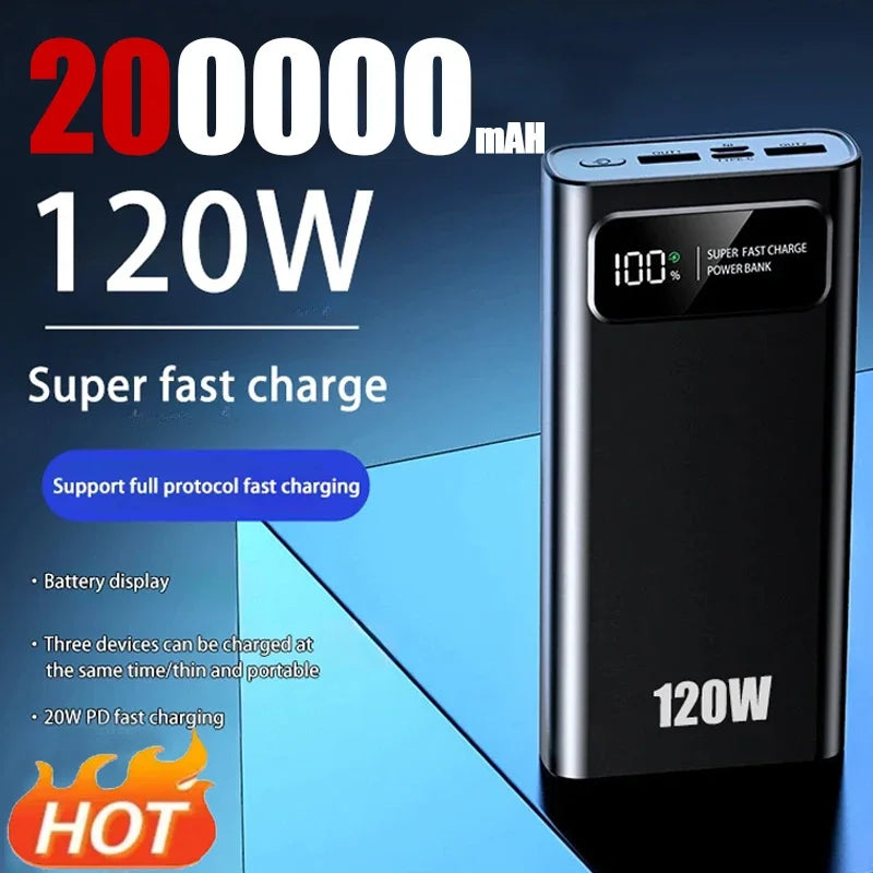No-EN-Name-Null White Plastic Rectangle Digital Display Rechargeable Li-Polymer Battery-Powered LED Lights 120W Two-Way Quick Charge Power Banks /Micro USB-USB-A /Type C Battery Power Banks/Colors-Silver/Black/White