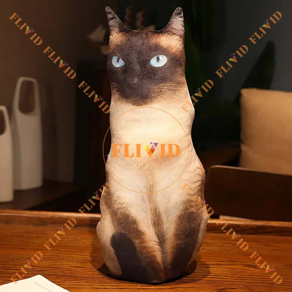 No-EN-Name-Null Modern Polyester-Cotton Blend Double-Sided 3D Printed Customized Ugly Cat Throw Pillows/ Personalize Your Own Animal Throw Pillows/Cotton Filling/Machine Washable