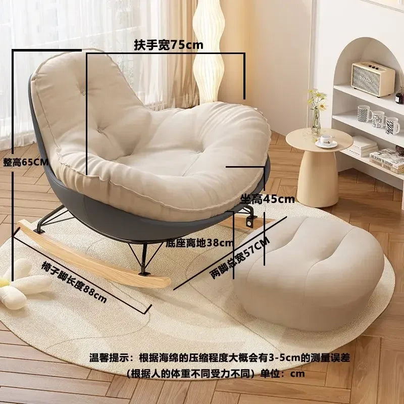 No-EN-Name-Null Indoor Antique Small-Large Lazy Upholstered Bionic Egg Shaped Soft Beige Faux Leather Cushion Orange Plastic Shell Penguin Black Iron Metal Frame Solid Wood Feet Kids Rocking Chairs /Colors-Beige/Orange/Black