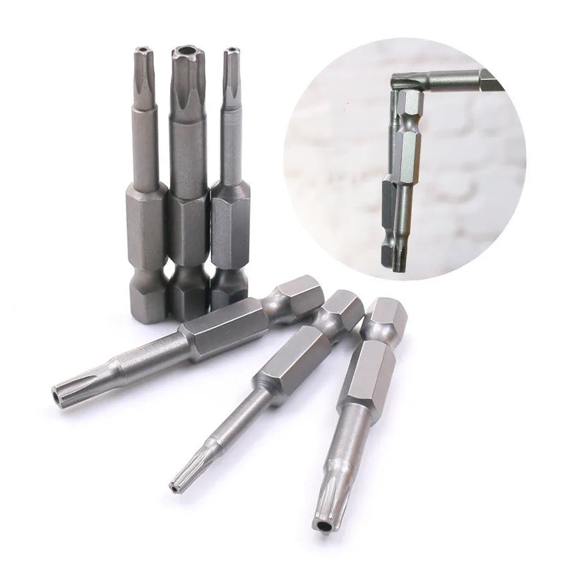 XMSJ 7 PCS Mini Pentacle Star 5-Point Screw Head 1/4 Hex Shank Head Screwdriver Magnetic Gray-Sliver Alloy Steel BITS Sets