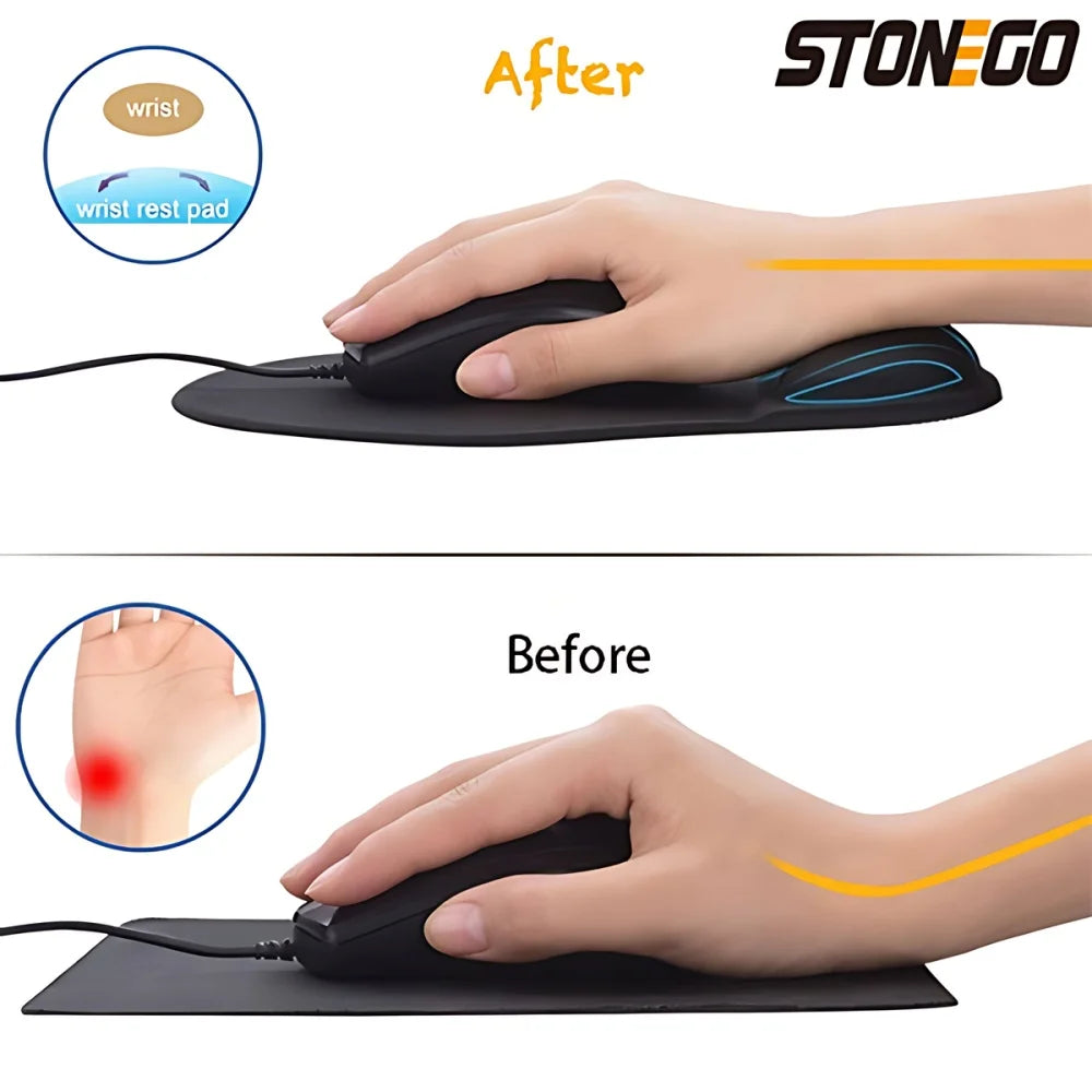 STONEGO Solid Multicolor Oblong Oval Shaped EVA Memory Foam Wrist Rest Support Silicone Anti-Skid Rubber-Neoprene Base Gaming Mouse Pads/Colors-Pink/Purple/Blue/Black/Gray/Red