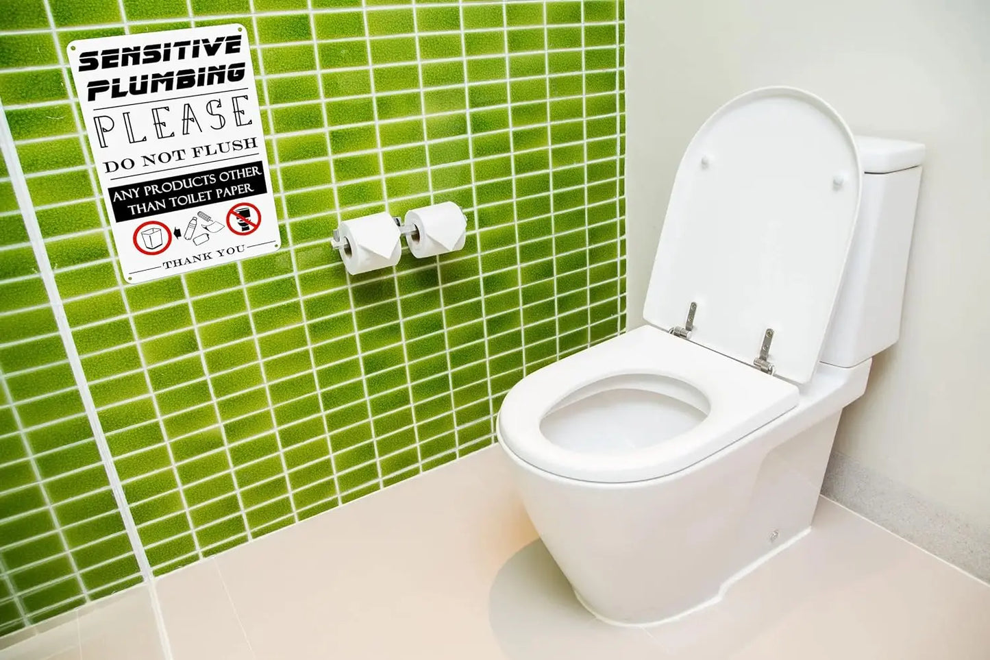 No-EN-Name-Null Waterproof Rust-Proof Round Corners White-Black-Red Rectangle Funny Saying Sensitive Plumbing-Please Do Not Flush-Any Products Other Than Toilet Paper-Thank You-Bathroom Tin Metal Novelty Signs