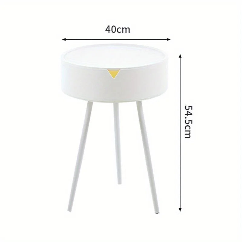 No-EN-Name-Null  Small Modern Hard Flat White Plastic Round Shaped Padded Hidden Compartment Three Legs End Tables/Colors-White/Black/Pink/Size: 40cm W x 54.5cm H