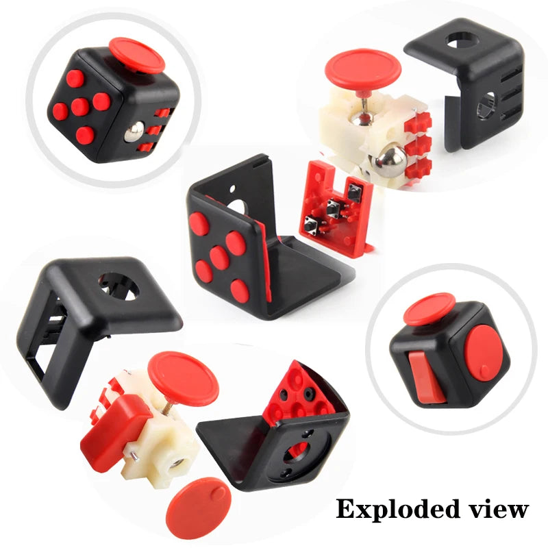 Plastic Black Dice Cube 6 Sides Textured Buttons Stress-Anxiety Relief Sensory Toys/Ages: 13-18 Years Old Adults/Colors-Black/Purple/Gray/Red/White/Multicolor