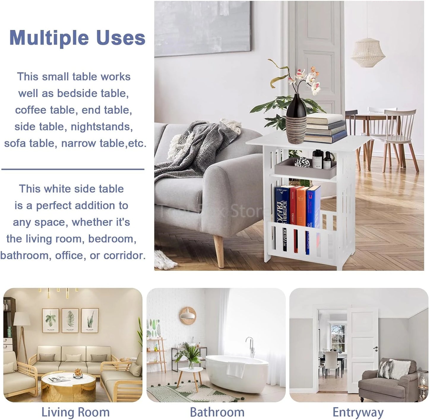 2 Multi-Layer White Wood Panel Bedroom Nightstands