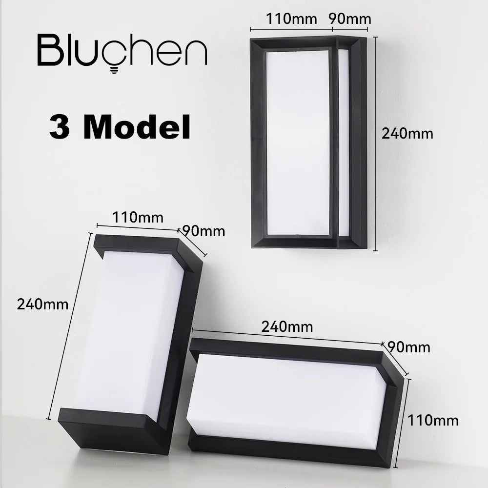 BLUCHEN EBUYBEST Outdoor Black-White Rectangle Shaped Plastic Body Warm White LED Light Anti-Corrosive Pest-Resistant Waterproof Wall-Mounted Porch Lights/Bulbs Included