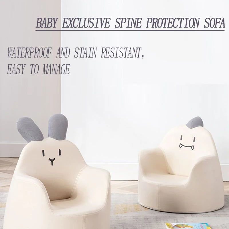 No-EN-Name-Null One Seat Built-In Plump Sponge Wrapping Around Layer Removable Cartoon Animals Mini Backrest White Fabric-Foam Armchairs Babies-Toddlers Furniture Sets/ Colors-Beige/Gray/White/Black/Ages: 6-12 Months