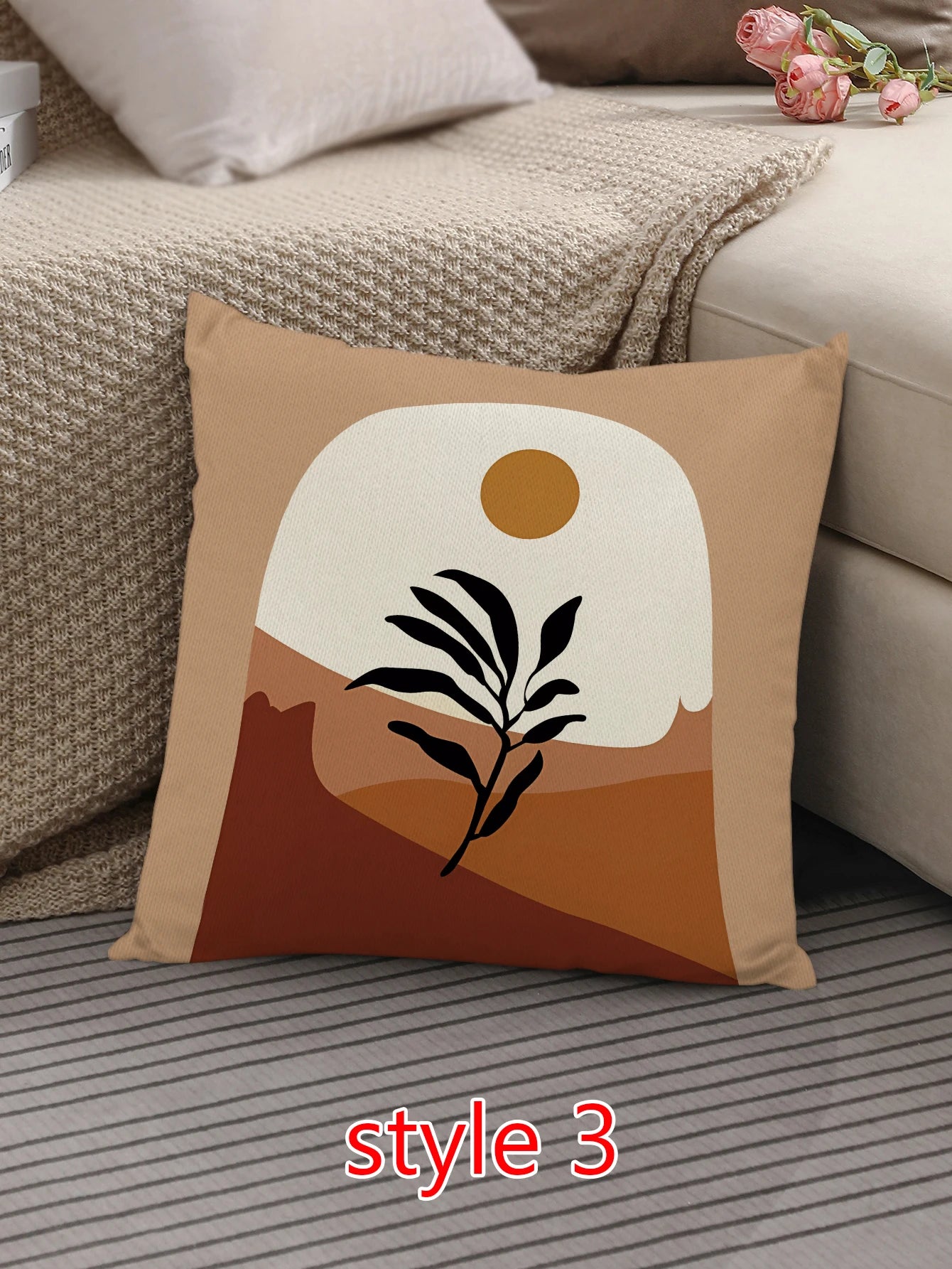 No-EN-Name-Null Decorative Square Polyester-Cotton Blend Fabric Single-Sided Boho Pillowcases/Colors-Beige/Brown/Multicolor/Floral/Geometric/Traditional Closure