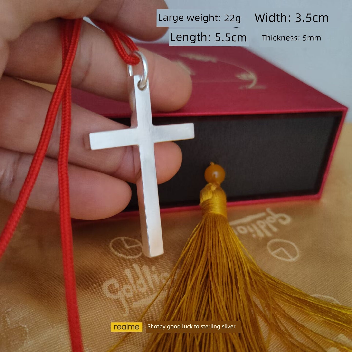 XUEFENG Adult Men Fine Imitation Sterling Silver Metal Silver-Plated Polished Cross Pendant Chain Necklaces