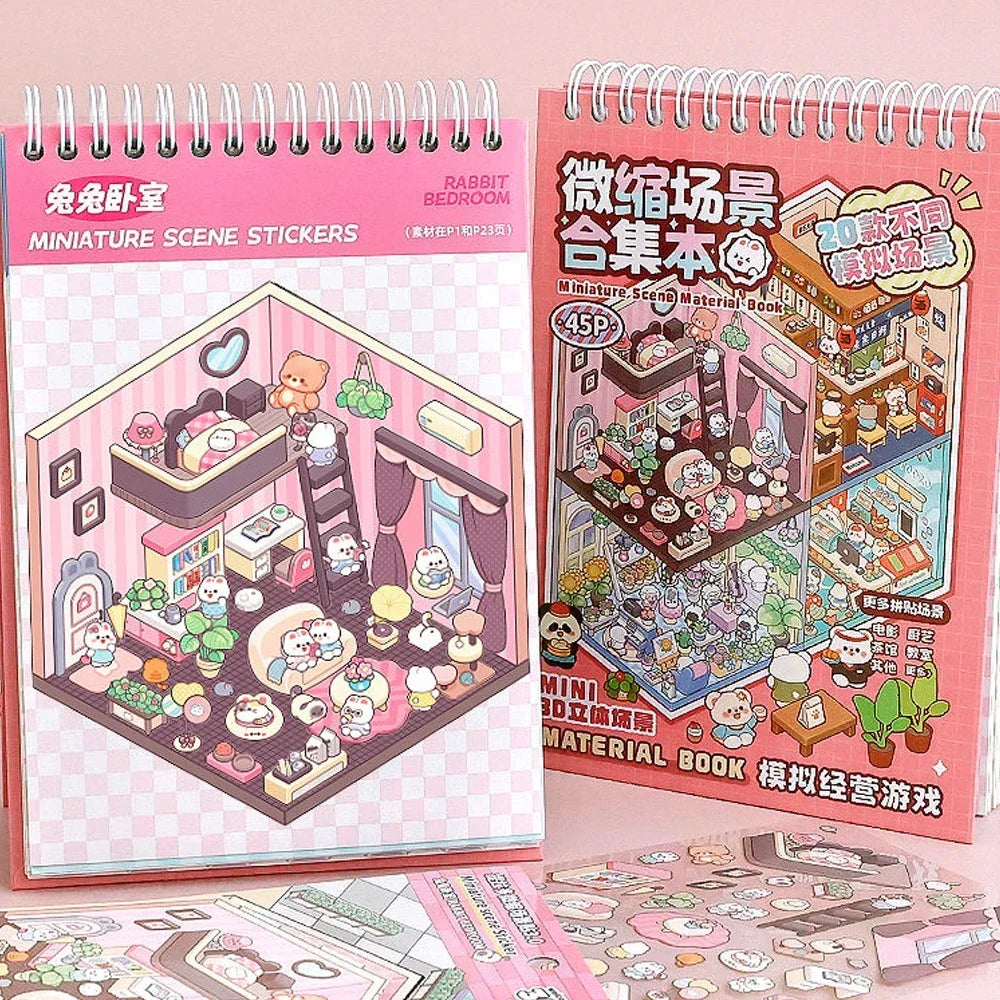 No-EN-Name-Null Kids 20 PCS-In 1 Synthetic Paper 3D Multicolor Pink Cartoon Landscape Micro Mini Stickers-Stickers Machines/Ages: 3 Years Old-School-Age Kids