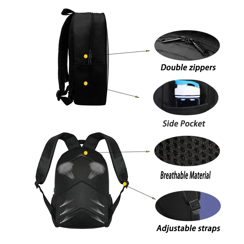 WOLYN Large Waterproof Lightweight Multicolor Nylon Fabric Cartoon Anime Lanky Box Games Design Polyester Lining Shoulder Straps-Handle Built-In Compartment External Pockets School Backpacks /Pencil Case / Colors-Black/Purple/Blue/Multicolor