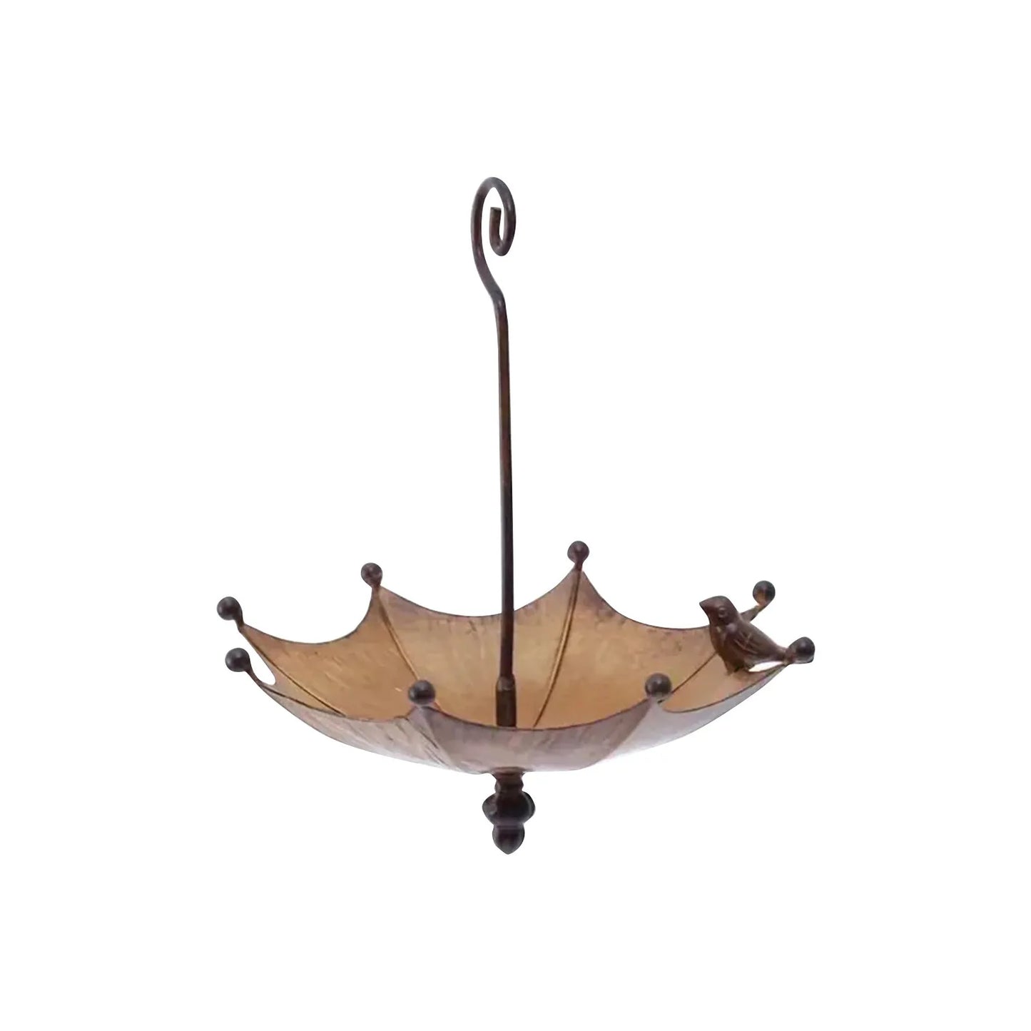 ISHOWTIENDA Outdoor Black Iron Metal Stainless Steel Hanging Upside Down Umbrella Shaped Garden Bird Bath Bowl-Bird Feeders/Colors-Black/Brown/Bronze