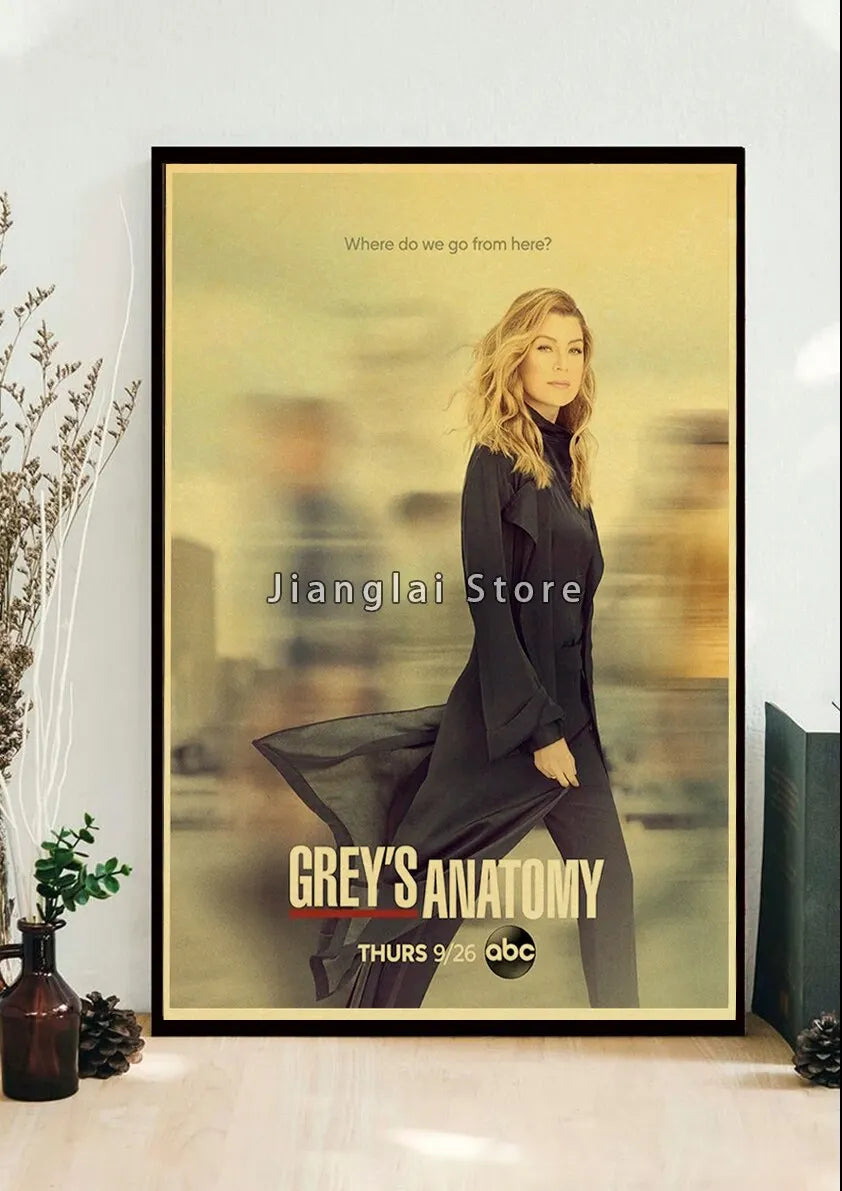 No-EN-Name-Null Unframed Printed Polyester Canvas Anime Cartoons-Movie-TV-Pop Culture-Life Changes In A Heartbeat Greys Anatomy Style Wall Art Posters/ Colors-Multicolor/Black/Beige/White/Gray/Gold/Floral