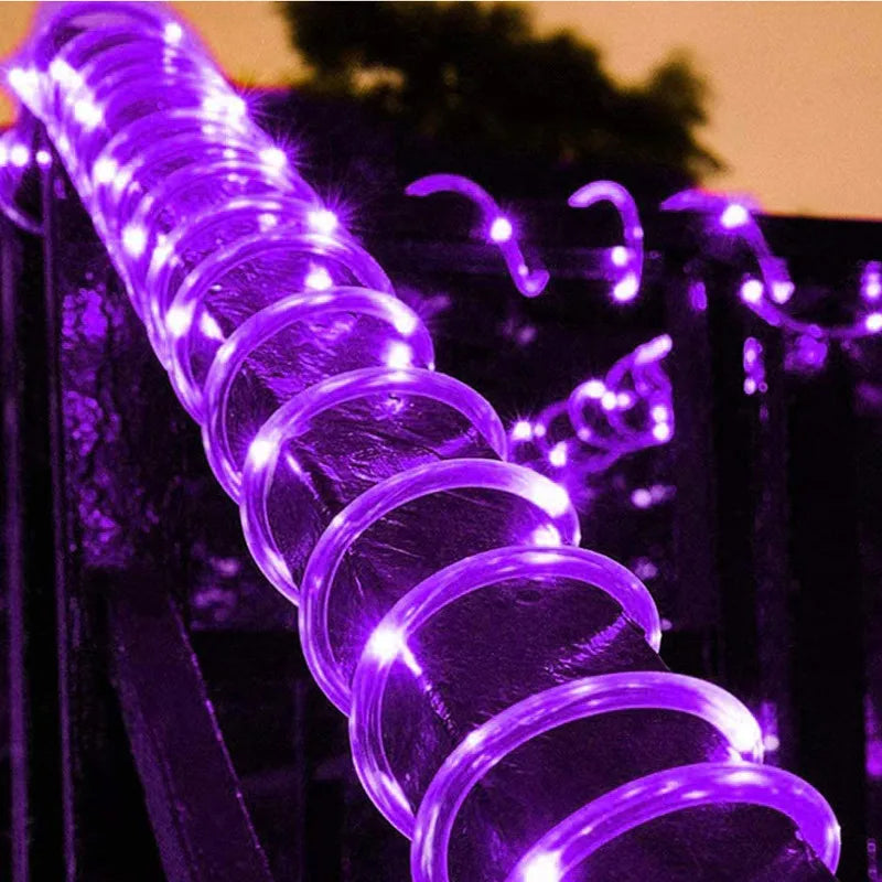 No-EN-Name-Null Outdoor Waterproof Multicolor Festoon Fairy Tube Plastic Body LED Dimmable Solar-Powered Cottage Holiday Decoration Light Ropes-Strings /Colors-White/Black/Green/Purple/Pink/Yellow/Multicolor