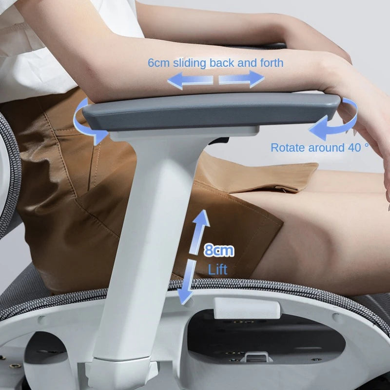 NULL Modern Ergonomic Gray-White-Black Full Mesh Movable Headrest-Backrest-Seat Adjustable Aluminum Metal Feet Four Plastic Black Wheels Rotatable  Liftable Reclining Low 3D Lumbar Support Footrest Gaming Computer Office Chairs