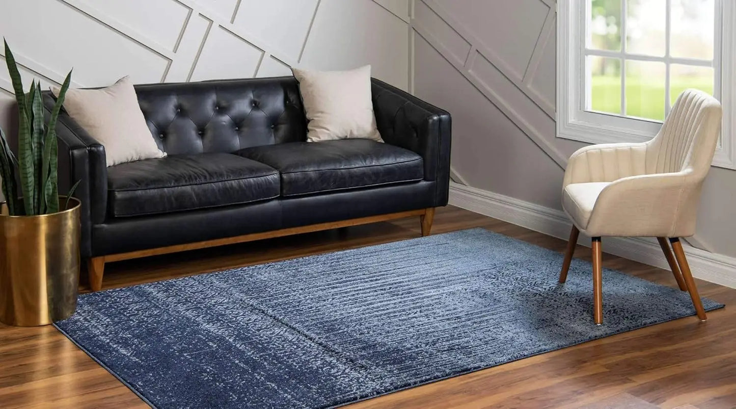 Jennifer Del Mar Collection Area Rug/ Sizes :9' X 12' Rectangle/Colors- Blue/ Navy Blue)