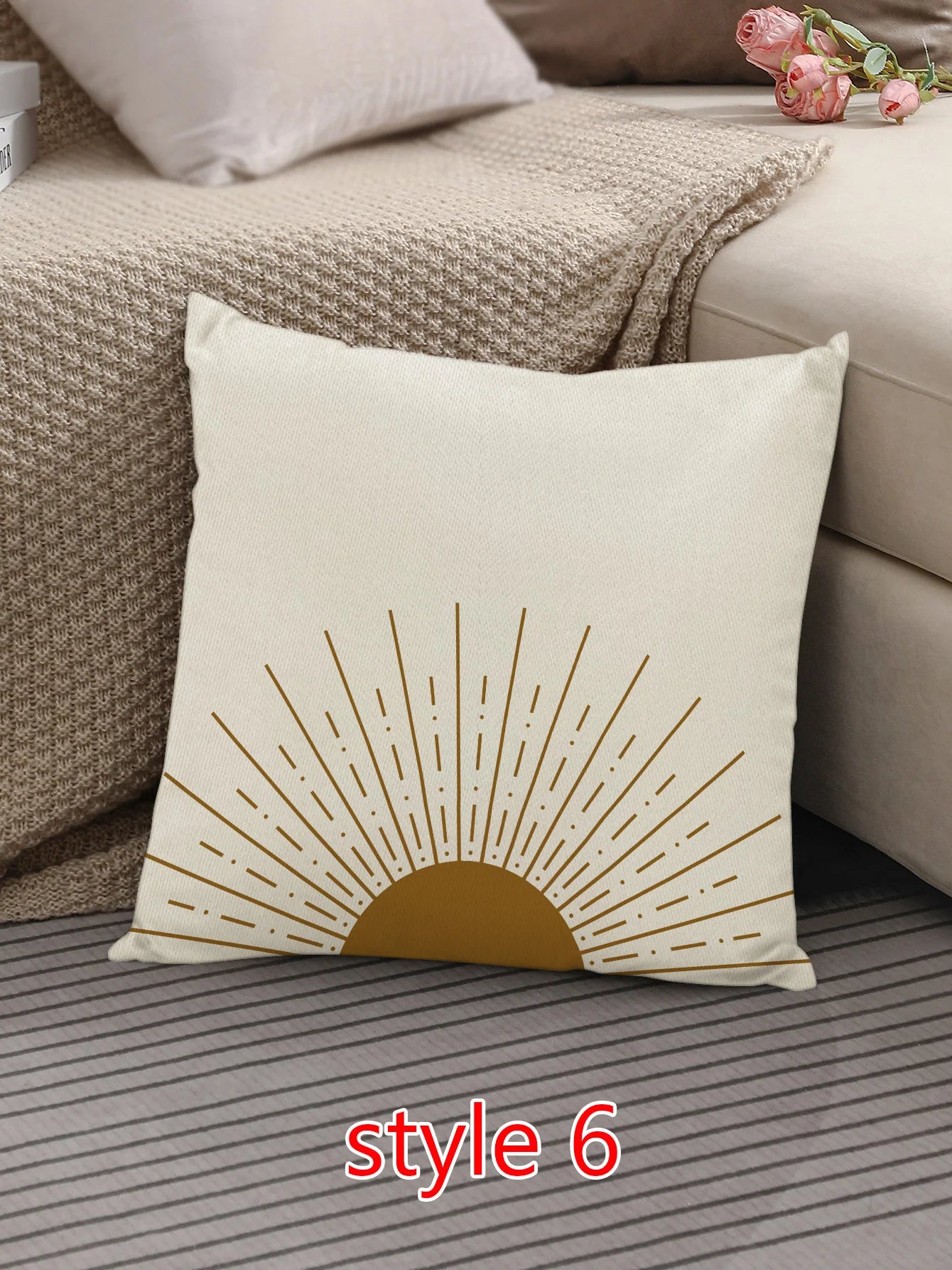 No-EN-Name-Null Decorative Square Polyester-Cotton Blend Fabric Single-Sided Boho Pillowcases/Colors-Beige/Brown/Multicolor/Floral/Geometric/Traditional Closure