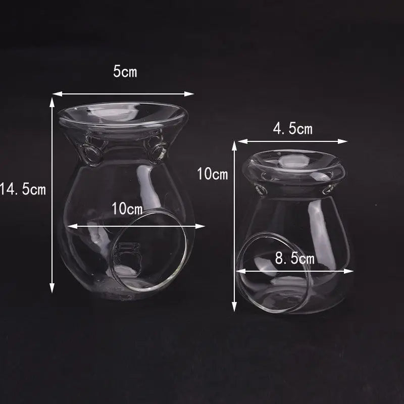 YOWEI Nordic Modern Blow Clear Crystal Borosilicate Glass Iron Tealight Candle Heat Resistant Oil Aroma Burner Candle Holders