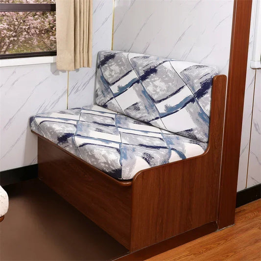 2 PCS Set Floral-Gray RV Camper Sofa Dinette Cushion Elastic Stretchy Slipcovers