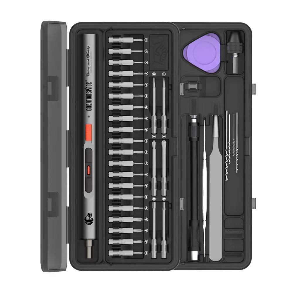 No-EN-Name-Null Mini 3.6V One-Way Clutch Silver-Black-Orange Body Electric Lithium Rechargeable Battery-Powered LED Shadowless Lights Straight Handle Power Screwdriver Sets/Colors-Black/Silver/Orange/Gray/Multicolor