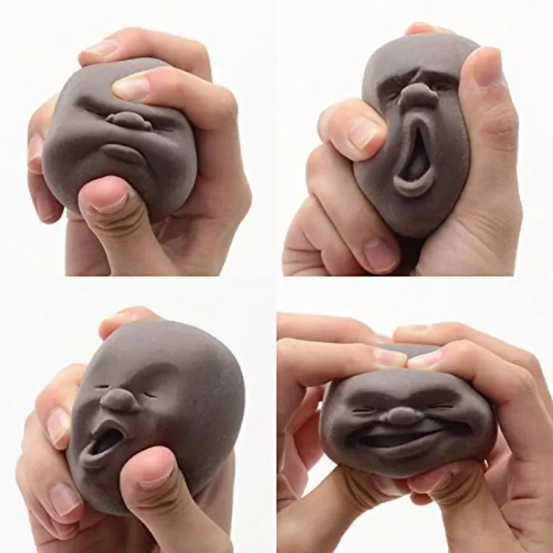 No-EN-Name-Null Kids-Adults Soft Cartoon Plastic 3D Doll Heads Mochi Squishy Funny Face Squeeze Toys/ Colors-Gray/Beige/Black/Brown/Ages: OVER 3 Years Old-Adults