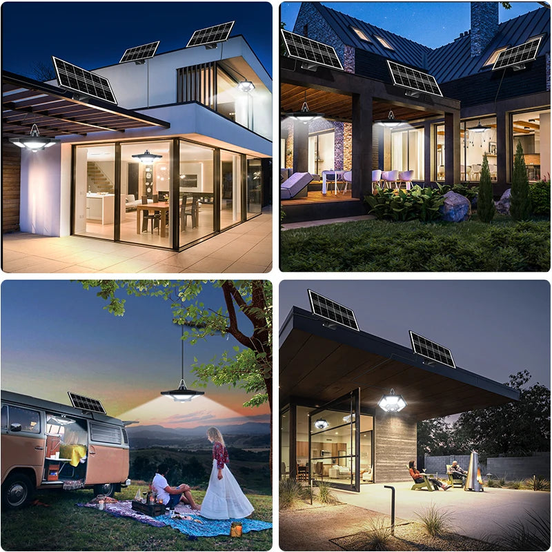 Black-White Colors Outdoor 180 Cool LED Beads Split Design Remote Control Adjustable IP65 Protection Dimmable Solar Lights/Motion: 5 Lighting Modes