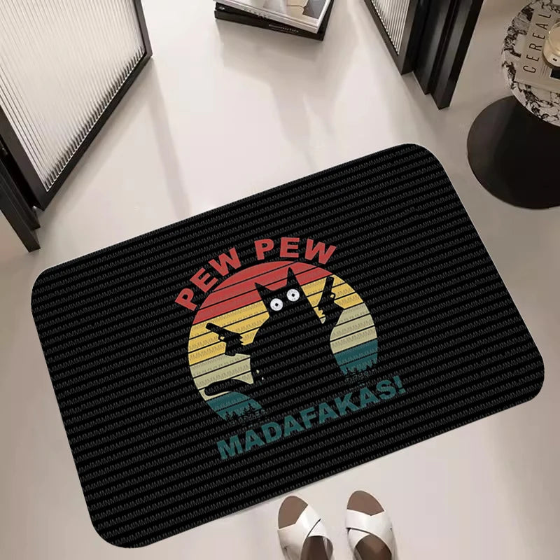No-EN-Name-Null Indoor Quick-Dry Soft Memory Foam Cushion Printed Oriental Suede Cute Cartoon Pew Pew Madafakas Skid-Proof Base Flatweave Rectangle Entrance Door Mats/Blue/Red/Yellow/White/Green/Light Gray/ Purple/Burgundy/Washable