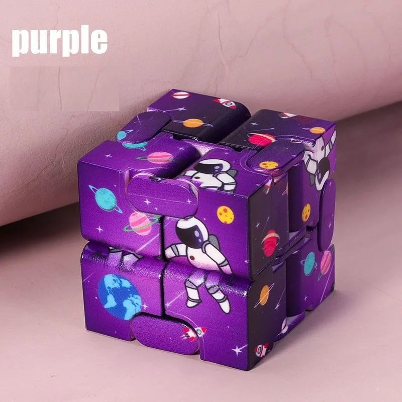MEADE Teens-Adults Blue-Purple Plastic Square Transformable Twistable Fingertip Anti-Stress 3D Space Theme Flip Infinity Cube Mechanical Puzzle Toys/Ages: 13-18 Years Old Adults /Colors-Blue/Purple/Multicolor