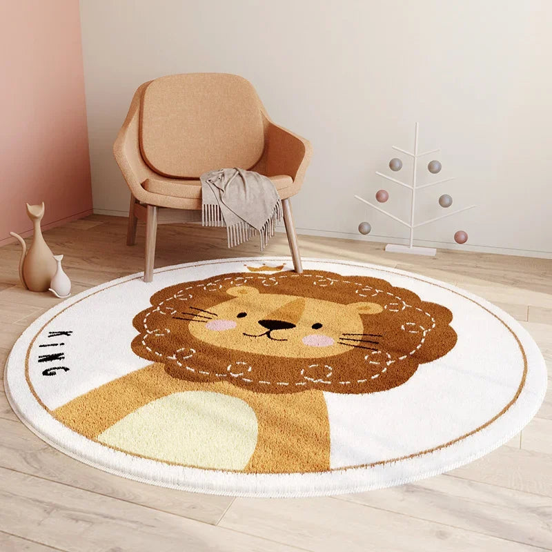 No-EN-Name-Null Printed Non-Toxic Quick-Dry Round Cute Cartoon Gray Animal Cat-Rainbow-White Clouds Nice Day Memory Form Cushion Anti-Slip Bottom Rugs/Colors-Animals/Rainbow/Multicolor/White/Pink/Black/Dots/Yellow/Blue/Geometric