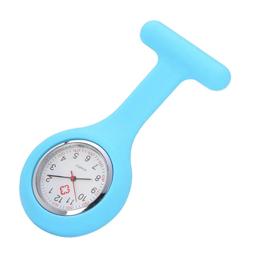 No-EN-Name-Null Adults Waterproof Quartz Small Acrylic Face Round Analog Display Yellow Silicone-Rubber Cover Metal Case Locked Pin Pocket Watches/Colors-Red/White/Yellow/Light Blue/Orange/Pink/Purple/Black/Blue/Light Green/Batteries Included