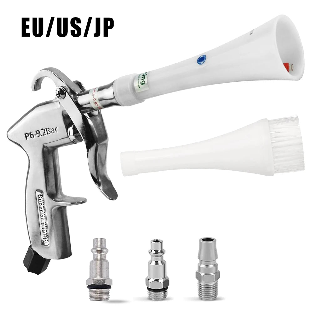 XMSJ Pneumatic Power Silver Aluminum Alloy Handle White Plastic Nozzles-Brushes Copper Air Blow Car High Pressure Wash Guns/Colors-White/Silver/Gray/Multicolor