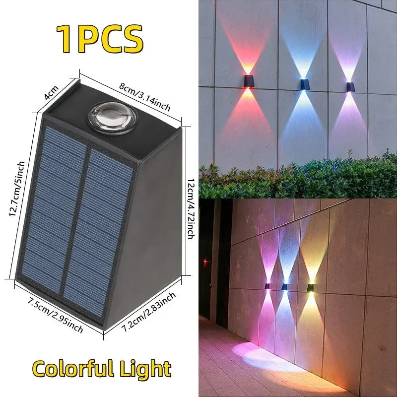 IEEYEEY Modern Waterproof Up-Down Warm-Cool White LED Square-Cone Black Plastic Body Dimmable Solar-Powered Landscape Pathway Lights/Colors-Black/White/Yellow/Gray/Blue/Multicolor