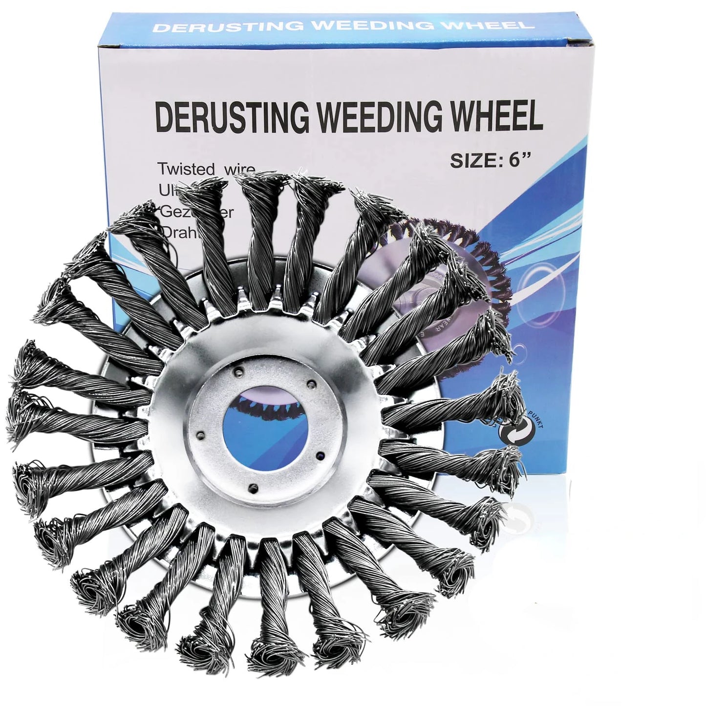 XMSJ Outdoor Round Silver-Gray Spring Steel Straight Wire Wheel Blades Weed-Brush 6-8-10 Inch Trimmer Heads