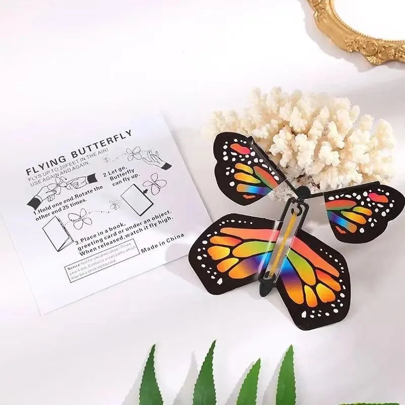 No-EN-Name-Null Kids 10 PCS Plastic Floral Multicolor Dots Funny Wind-Up Rubber Band Flying Butterflies Books Educational Toys /Ages: 3 Years Old-Older