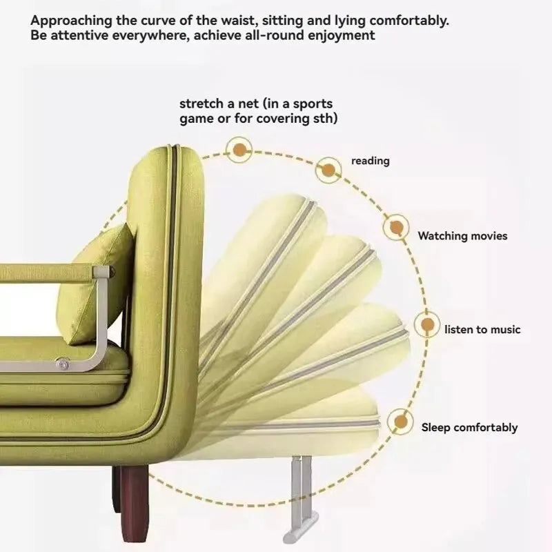 No-EN-Name-Null Modern Washable Foldable Green Soft Foam Sponge Filling Hemp Fabric Detachable Cotton-Linen Seat Cover Sofa Bed Futons/Size: 190 x100 x 82cm